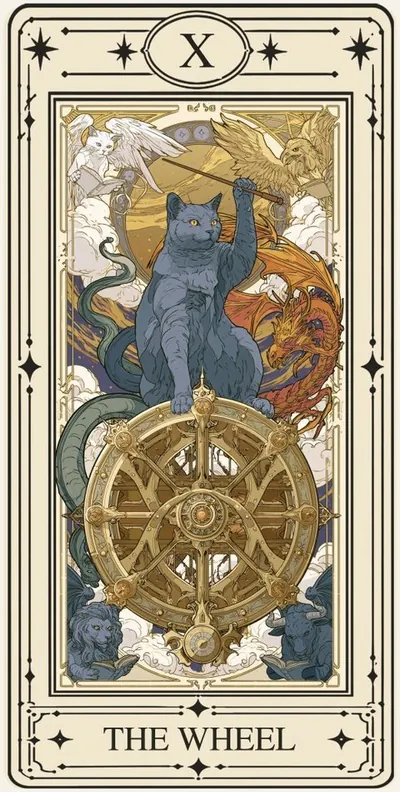 The Wheel of Fortune (운명의 수레바퀴) 카드 그림