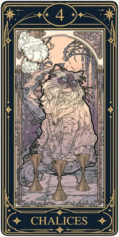 Four of Chalices (챌리스 4) 카드 그림