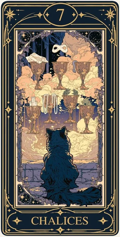 Seven of Chalices (챌리스 7) 카드 그림