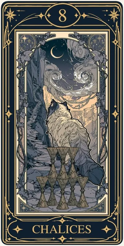 Eight of Chalices (챌리스 8) 카드 그림