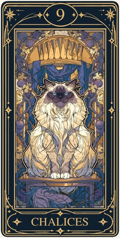 Nine of Chalices (챌리스 9) 카드 그림