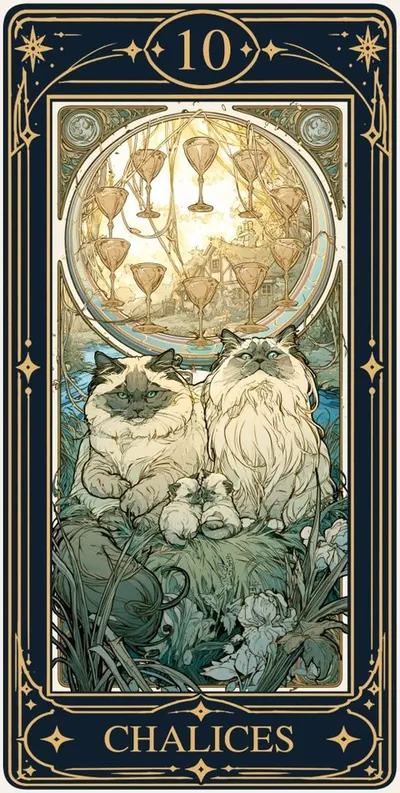Ten of Chalices (챌리스 10) 카드 그림