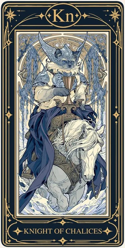 Knight of Chalices (챌리스 기사) 카드 그림