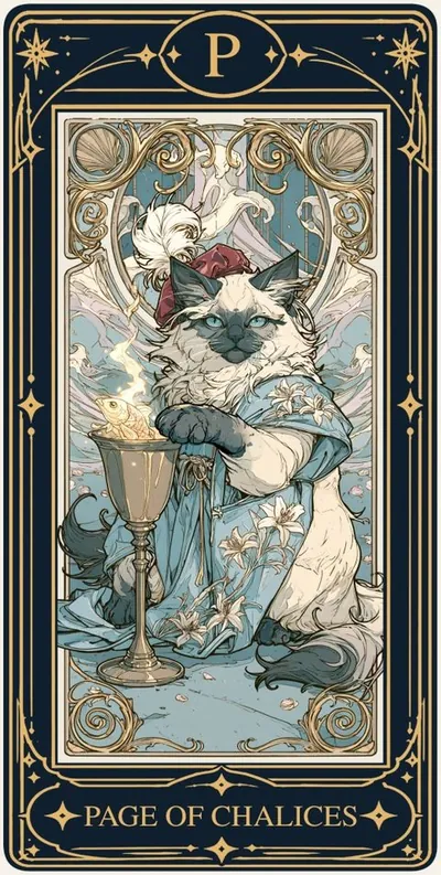 Page of Chalices (챌리스 시종) 카드 그림