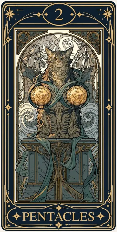 Two of Pentacles (펜타클 2) 카드 그림
