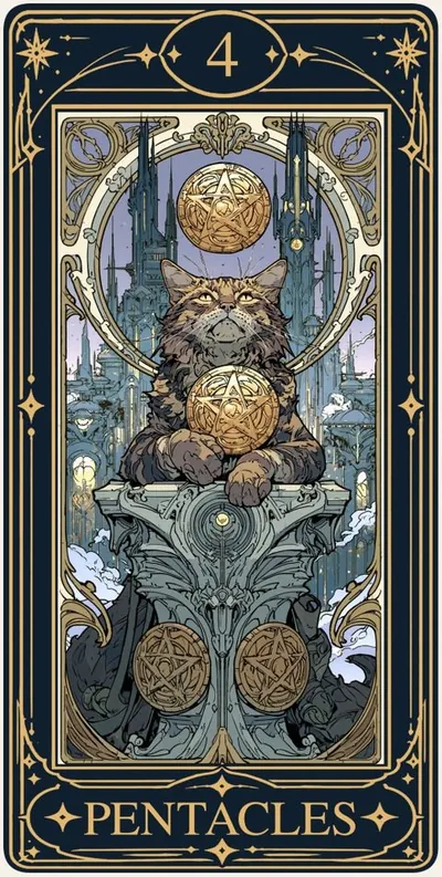 Four of Pentacles (펜타클 4) 카드 그림