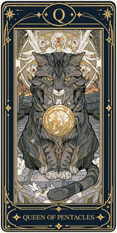 Queen of Pentacles (펜타클 여왕) 카드 그림
