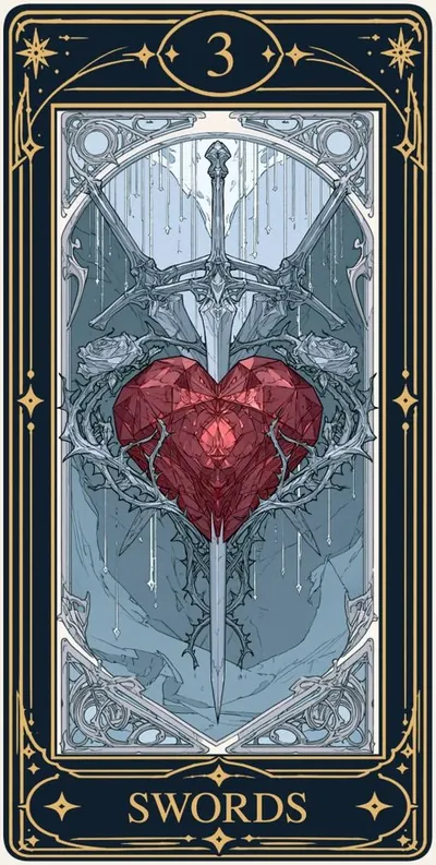 Three of Swords (소드 3) 카드 그림
