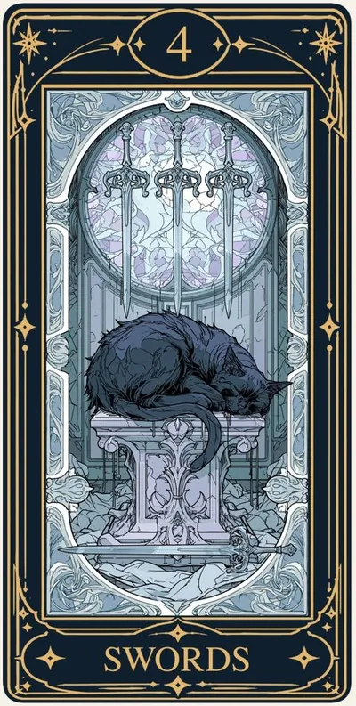 Four of Swords (소드 4) 카드 그림