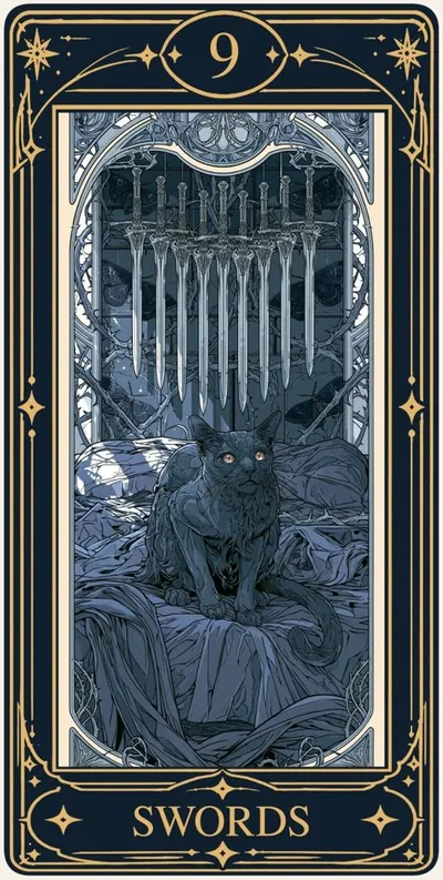 Nine of Swords (소드 9) 카드 그림