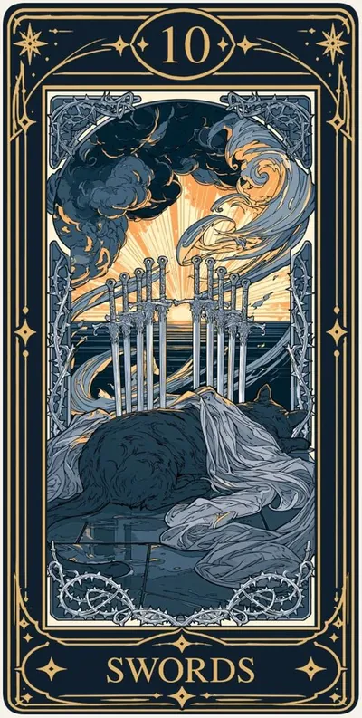 Ten of Swords (소드 10) 카드 그림