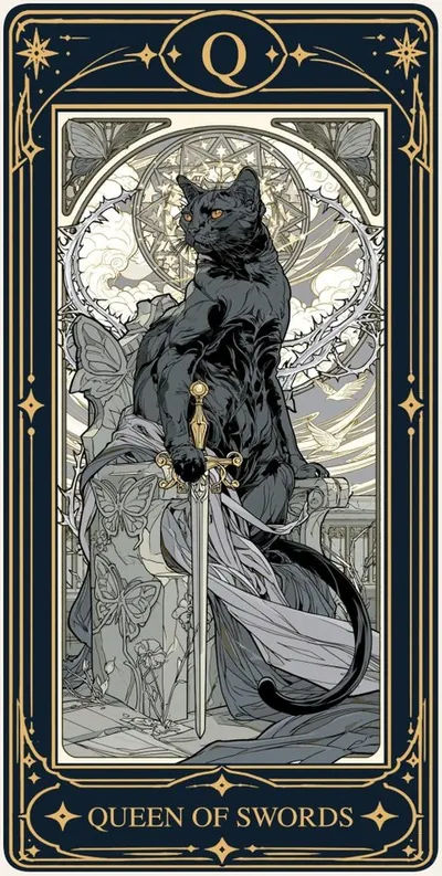 Queen of Swords (소드 여왕) 카드 그림