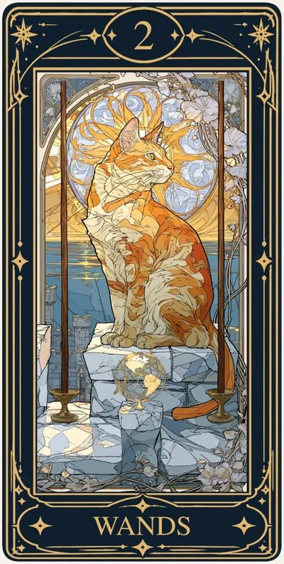 Two of Wands (완드 2) 카드 그림
