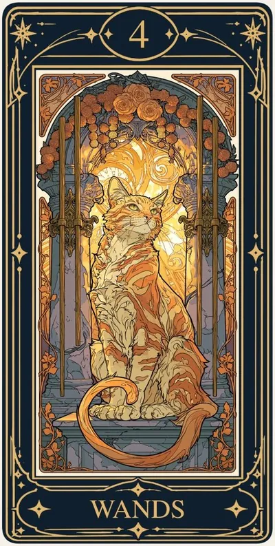 Four of Wands (완드 4) 카드 그림
