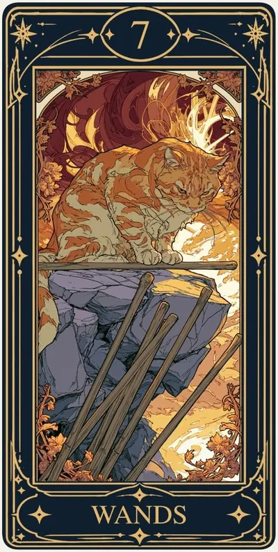 Seven of Wands (완드 7) 카드 그림