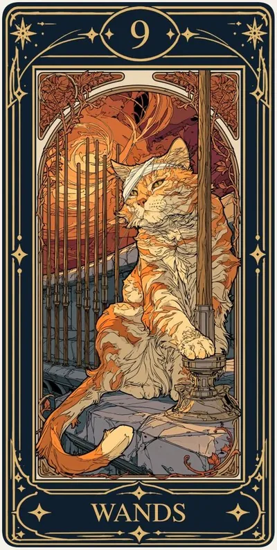Nine of Wands (완드 9) 카드 그림