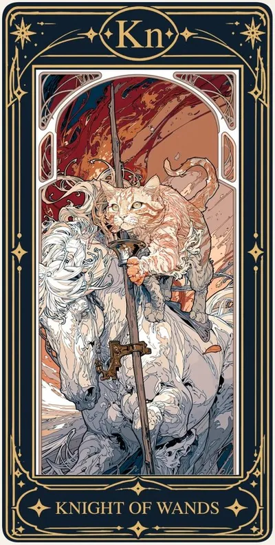 Knight of Wands (완드 기사) 카드 그림