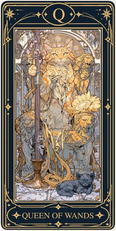 Queen of Wands (완드 여왕) 카드 그림